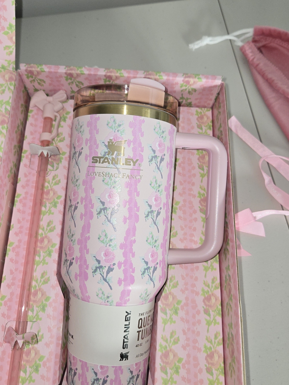 Stanley Loveshack Fancy Pink Floral Travel Tumbler
